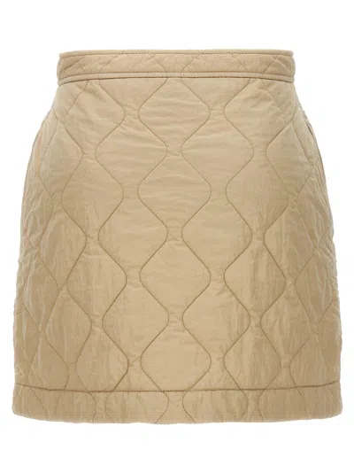 Burberry Almond Beige Quilted A-line Skirt In Brown