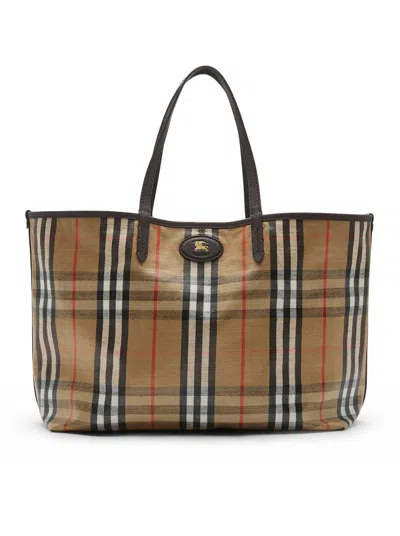 Burberry Medium Tote Bag Highlands Rectangular Check In White