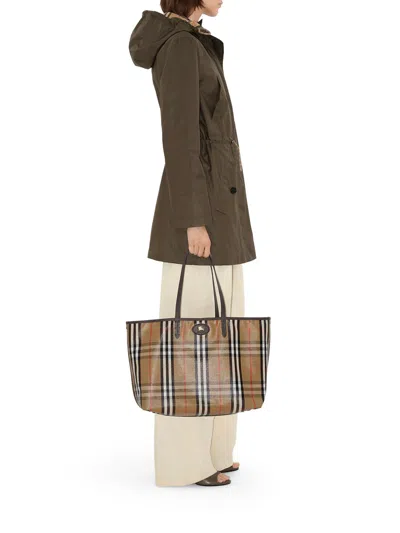 Burberry Medium Tote Bag Highlands Rectangular Check In White