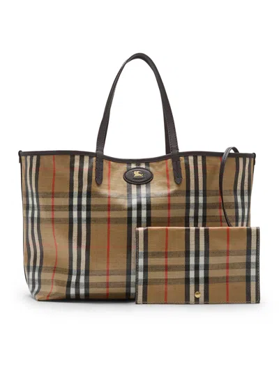 Burberry Medium Tote Bag Highlands Rectangular Check In White