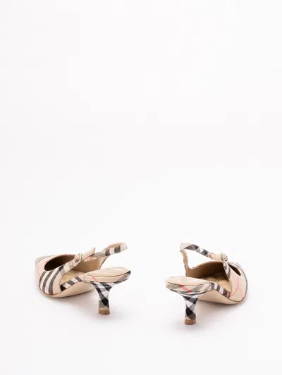 Burberry Adjustable Buckled Strap Pointed Toe Kitten Heel Shoes 5.5cm In Brown