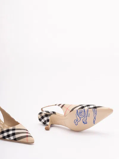 Burberry Adjustable Buckled Strap Pointed Toe Kitten Heel Shoes 5.5cm In Brown