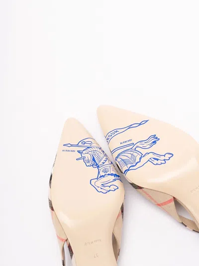 Burberry Adjustable Buckled Strap Pointed Toe Kitten Heel Shoes 5.5cm In Brown