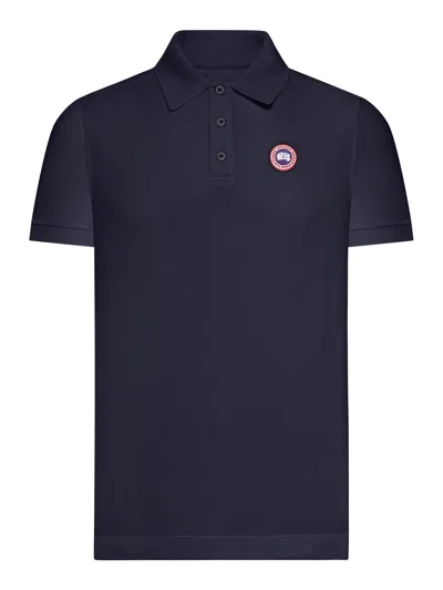 Canada Goose Men Beckley Polo Shirt In Structured Cotton In Blue