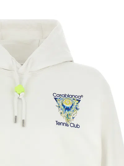 Casablanca Tennis Club Logo-print Hooded Cotton Sweatshirt In White