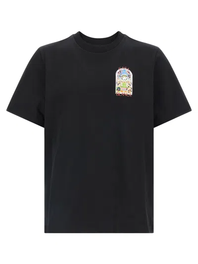 Casablanca Men Black Crewneck T-shirt With Logo Detail On The Front And Maxi Logo On The Rear In Cot In Brown