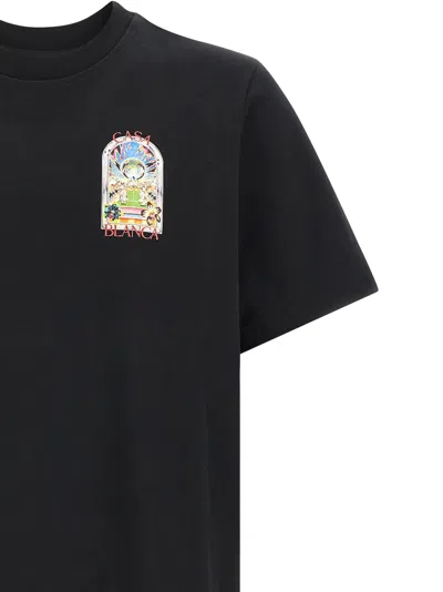 Casablanca Men Black Crewneck T-shirt With Logo Detail On The Front And Maxi Logo On The Rear In Cot In Brown