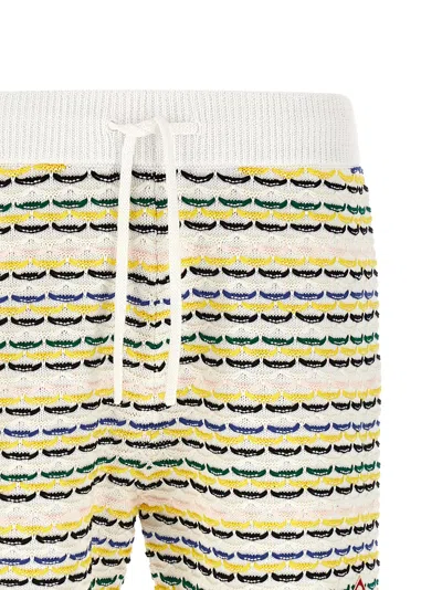 Casablanca Men White Crochet Cotton Tuck Stitch Shorts In Multi