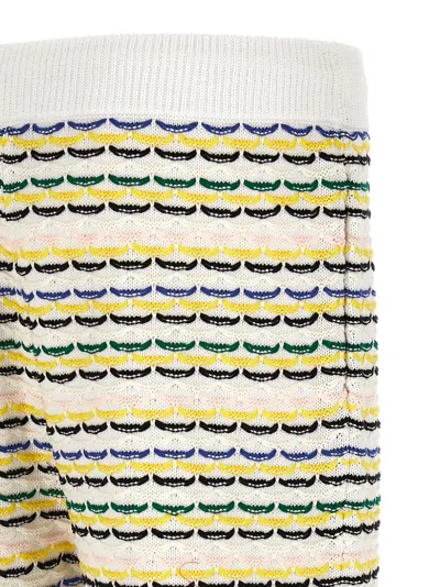 Casablanca Men White Crochet Cotton Tuck Stitch Shorts In Multi