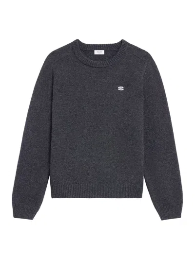Celine Pullover Wool Cashmere Sweater In Gray