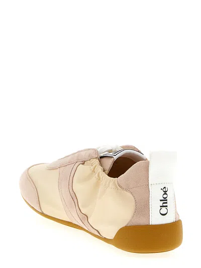 Chloé Kick Beige Sneaker With Side Lettering Logo And Elasticated Details In Fabric Woman In Brown