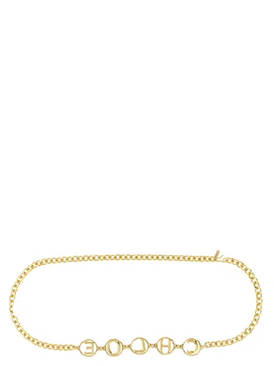 Chloé Black Calf Leather Bos Taurus High-waist Belt In Gold