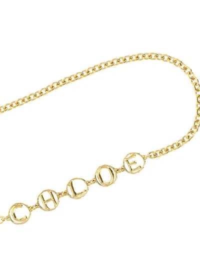 Chloé Black Calf Leather Bos Taurus High-waist Belt In Gold