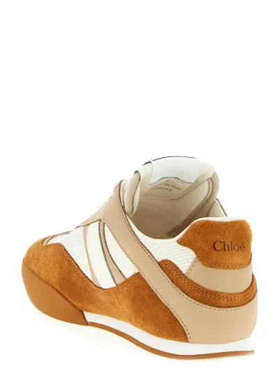 Chloé Kick Brown Sneaker With Logo Patch On The Tongue And Logo Lettering On The Back In Fabric And Suede  In Multi