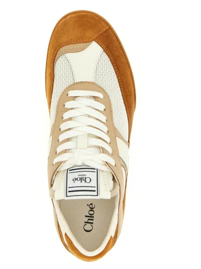 Chloé Kick Brown Sneaker With Logo Patch On The Tongue And Logo Lettering On The Back In Fabric And Suede  In Multi