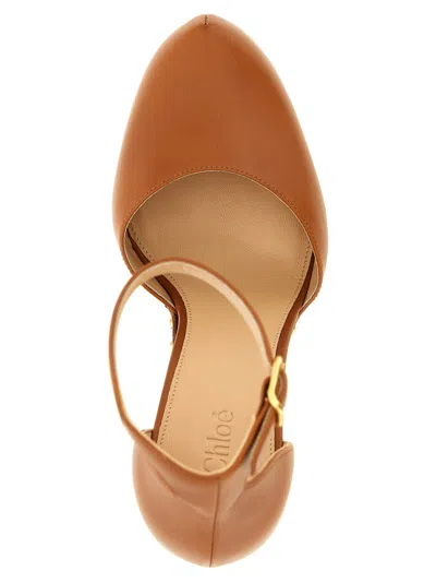 Chloé Lola Studded Leather Platform Sandals In Brown