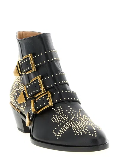 Chloé Chloe Women Embellished Nappa Leather Susanna Ankle Boots In Black