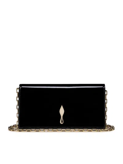 Christian Louboutin Rectangular Clutch Bag Chain Strap Metal Hardware In Black