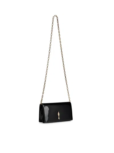 Christian Louboutin Rectangular Clutch Bag Chain Strap Metal Hardware In Black