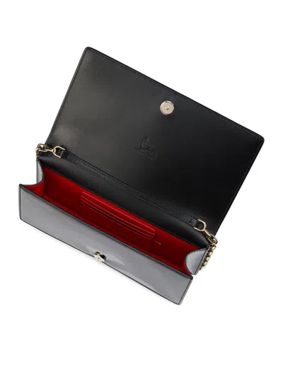 Christian Louboutin Rectangular Clutch Bag Chain Strap Metal Hardware In Black