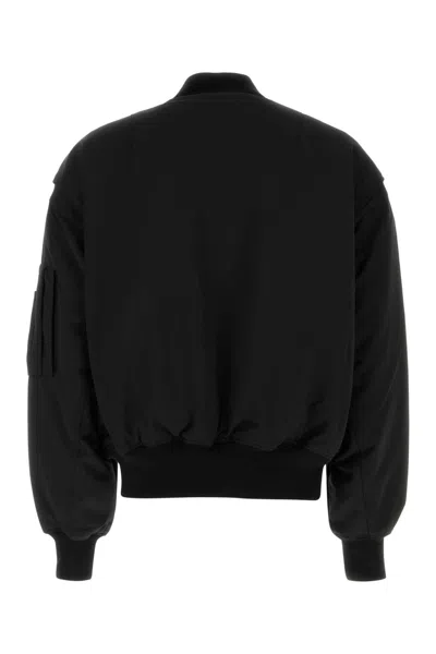 Entire Studios Black Stretch Polyester Blend Bomber Jacket In Black