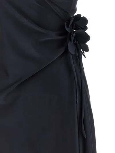 Coperni Fitted Mini Dress With Faux-flower Detailing In Black