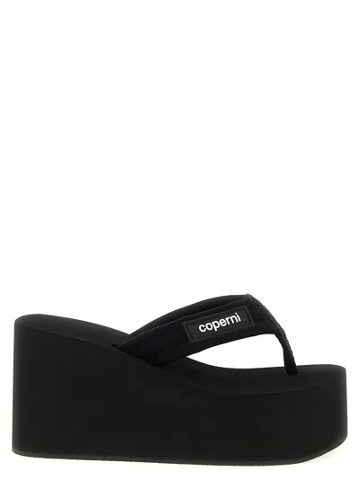 Coperni Platform Sole Open Toe Flat Slides In Black