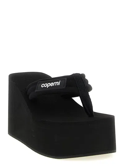 Coperni Platform Sole Open Toe Flat Slides In Black