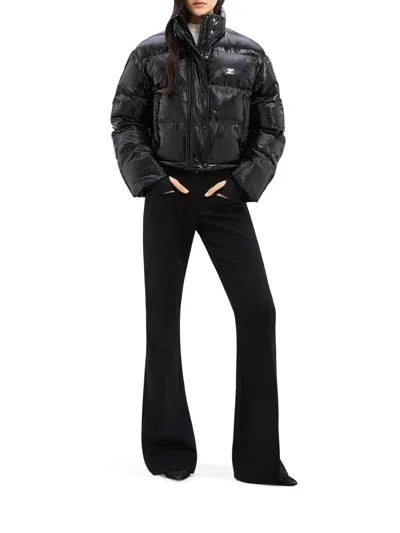 Courrèges Courreges Women Vinyl Bomber Jacket With Contrasting Embroidered Ac Logo In Black