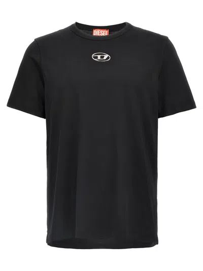 Diesel Mens 900 T-norm-iod Logo-embroidered Cotton-jersey T-shirt In Black
