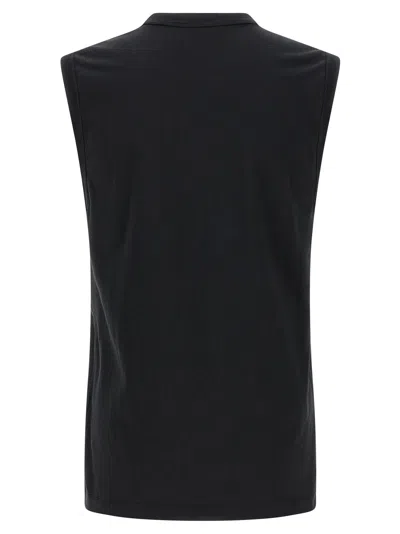 Diesel T-bisco-iod Black Sleeveless Top With Logo Detail On The Front In Cotton Man In Metallic
