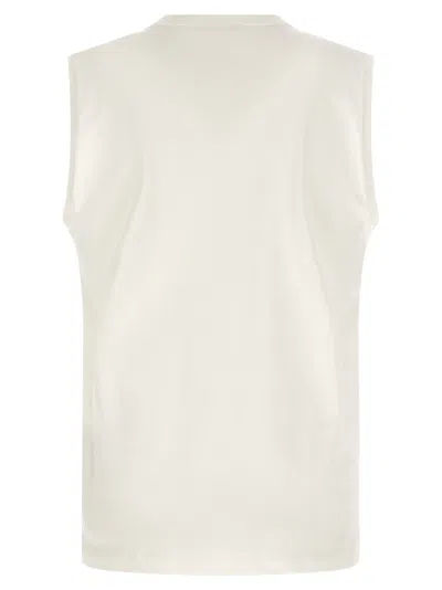 Diesel T-bisco-iod White Sleeveless Top With Logo Detail On The Front In Cotton Man