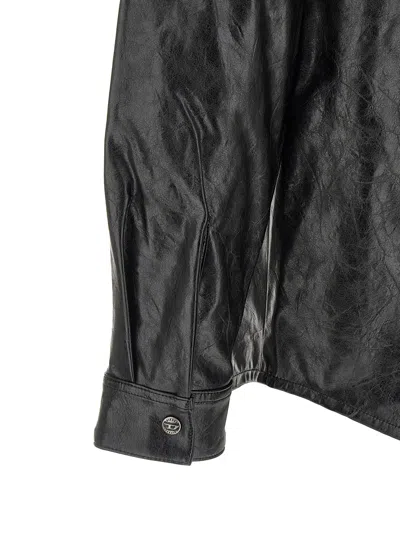 Diesel Textured Shirt With Branded Buttons In Black