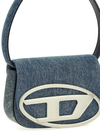 Diesel Shoulder Bag In Blue Denim With Leather Trims And Oval D Plaque