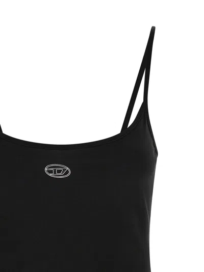 Diesel Mini Dress With Spaghetti Straps And Scoop Neck In Black
