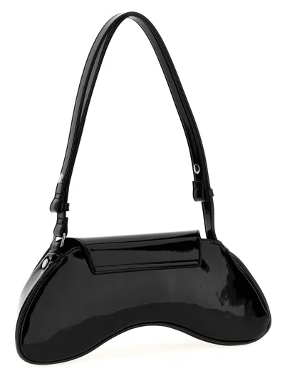 Diesel Curved Black Play Clutch With Glossy Finish And Magnetic Closure