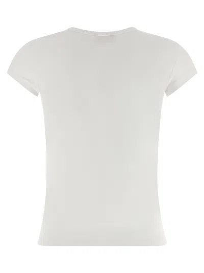Diesel Women White T-shirt With Logo On The Front And Ribbed Design In Cotton Woman
