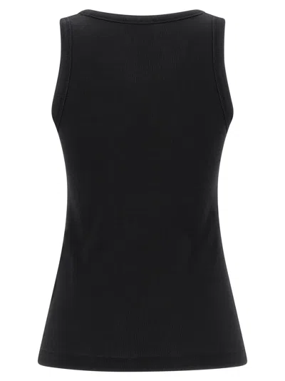 Diesel Black Tank Top With Logo On The Front And Ribbed Design In Cotton Woman In Blue