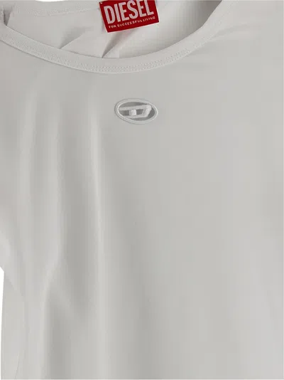 Diesel Women White T-shirt With Logo On The Front And Ribbed Design In Cotton Woman
