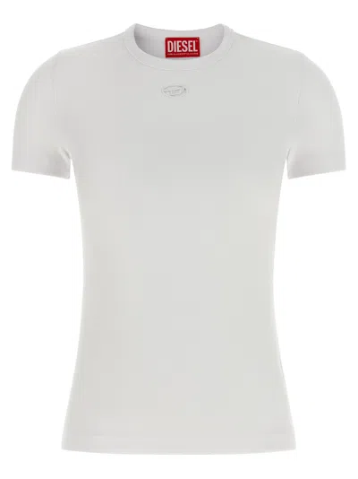 Diesel Women White T-shirt With Logo On The Front And Ribbed Design In Cotton Woman