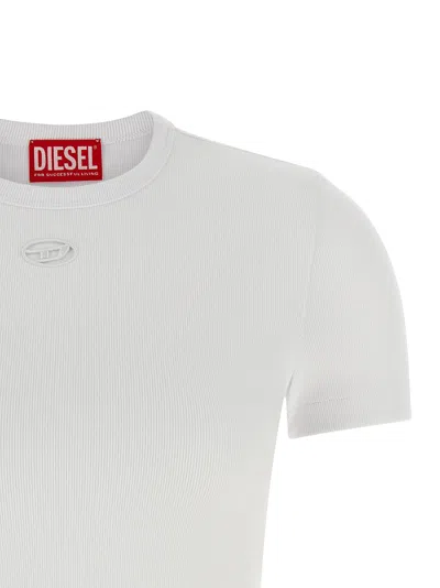 Diesel Women White T-shirt With Logo On The Front And Ribbed Design In Cotton Woman