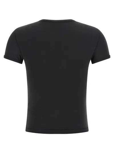 Diesel Women Black T-shirt With Logo On The Front And Ribbed Design In Cotton Woman