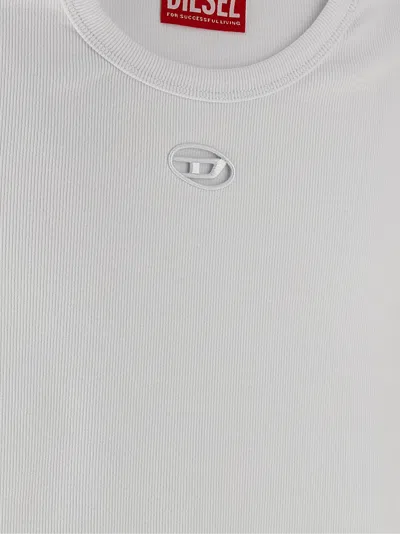Diesel Women White T-shirt With Logo On The Front And Ribbed Design In Cotton Woman