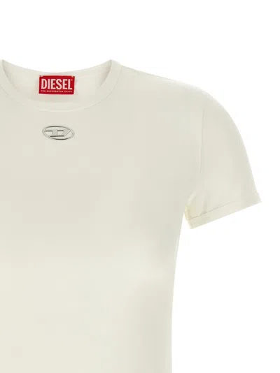 Diesel Women White T-shirt With Logo On The Front And Ribbed Design In Cotton Woman