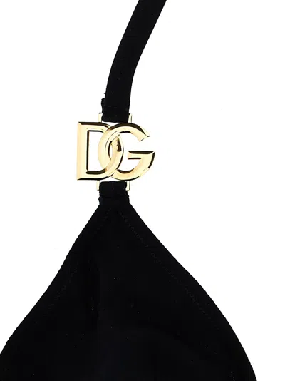 Dolce & Gabbana Logo-plaque Halterneck Bikini Set In Black