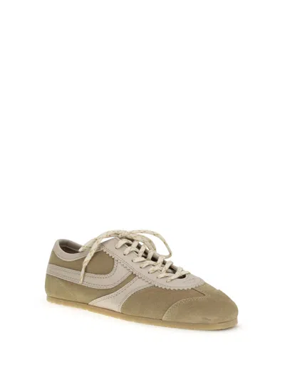Dries Van Noten Women Beige Low-top Sneakers With Two-tone Lace-up In Suede Woman In White