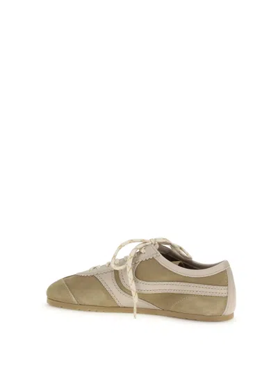 Dries Van Noten Women Beige Low-top Sneakers With Two-tone Lace-up In Suede Woman In White
