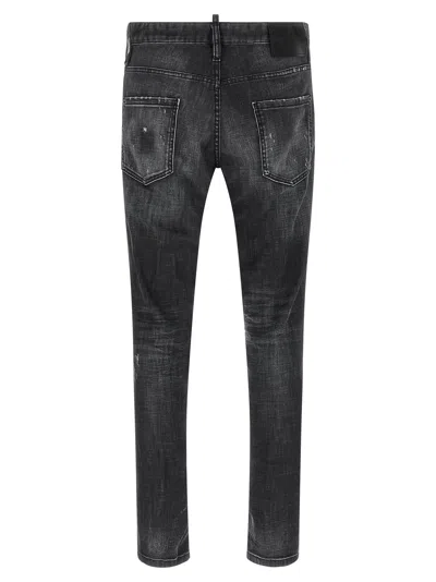 Dsquared2 Stretch Denim Sexy Twist Jeans With Paint Effect Details 17c In Black