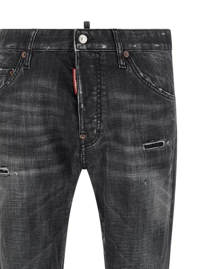 Dsquared2 Stretch Denim Sexy Twist Jeans With Paint Effect Details 17c In Black