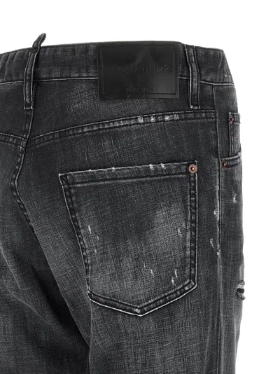 Dsquared2 Stretch Denim Sexy Twist Jeans With Paint Effect Details 17c In Black